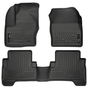 Ford Escape Floor Liners - Front + Rear - Husky Liners - WeatherBeater Combo - Black - 2013